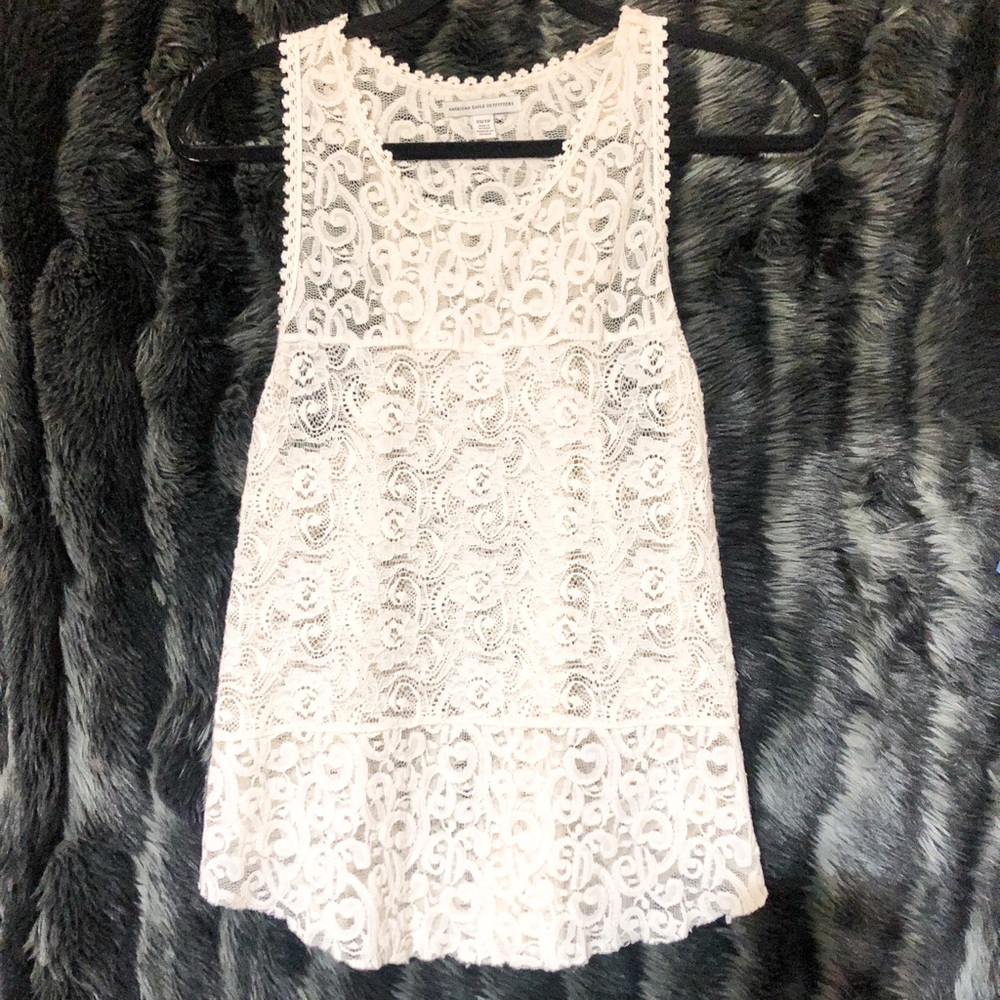 Sheer lace tank top